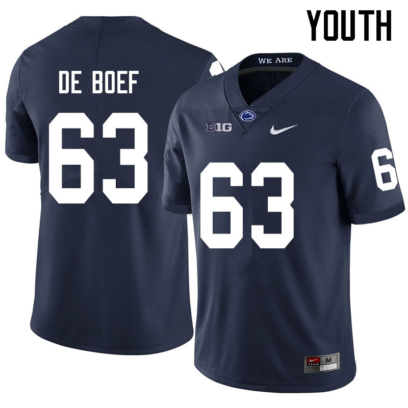 Youth #63 Collin De Boef Penn State Nittany Lions College Football Jerseys Sale-Navy - Click Image to Close